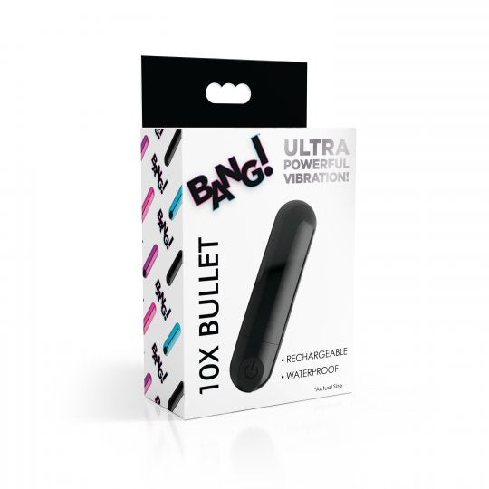 10X Rechargeable Vibrating Metallic Bullet-Black
